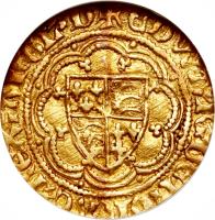 obverse of 1/4 Noble - Edward III - Treaty Coinage (1363 - 1369) coin with SP# 1512 from England.