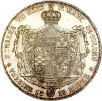 reverse of 2 Thaler / 3 1/2 Gulden - Friedrich (1839 - 1846) coin with KM# 13 from German States. Inscription: 2 THALER VII EINE F. MARK 3 1/2 GULDEN VEREINS 1839 MÜNZE