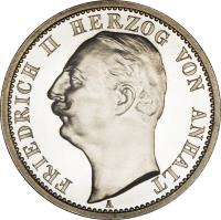 obverse of 2 Mark - Friedrich II (1901 - 1904) coin with KM# 27 from German States. Inscription: FRIEDERICH II HERZOG VON ANHALT A