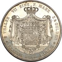 reverse of 2 Thaler / 3 1/2 Gulden - Heinrich (1840) coin with KM# 39 from German States. Inscription: 2 THALER VII EINE F. MARK 3½ GULDEN VEREINS 1840 MÜNZE