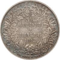 reverse of 2 Thaler / 3 1/2 Gulden - Leopold I (1841 - 1843) coin with KM# 212 from German States. Inscription: VEREINSMUNZE 3½ GULDEN 2 THALER 1842 VII EINE F. MARK