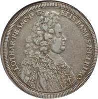 obverse of 1 Thaler - Lother Franz (1694) coin with KM# 87 from German States. Inscription: LOTHAR · FRANC · D · G · EPIS · BAMB · S · R · I · PRINC ·