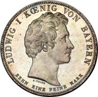 obverse of 1 Conventionsthaler - Ludwig I - Prince Otto (1832) coin with KM# 761 from German States. Inscription: LUDWIG I KOENIG VON BAYERN ZEHN EINE FEINE MARK