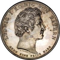 obverse of 1 Conventionsthaler - Ludwig I - Oberwittelsbach (1834) coin with KM# 765 from German States. Inscription: LUDWIG I KŒNIG VON BAYERN C.VOIGT ZEHN EINE FEINE MARK