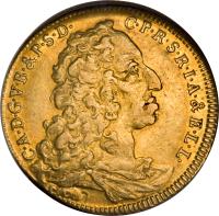 obverse of 1/2 Carolin - Karl Albert (1732 - 1736) coin with KM# 422 from German States.