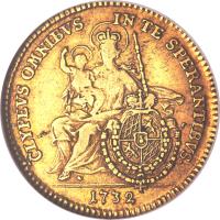 reverse of 1 Carolin - Karl Albert (1732 - 1735) coin with KM# 424 from German States.