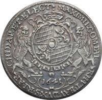 obverse of 1 Thaler - Maximilian I (1639 - 1641) coin with KM# 263 from German States.