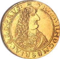 obverse of 1 Ducat - Friedrich Wilhelm - Trade Coinage (1661 - 1663) coin with KM# 320 from German States.