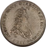 obverse of 1 Thaler - Karl XI (1673 - 1674) coin with KM# 83 from German States.