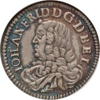 obverse of 1/3 Thaler - Johann Friedrich (1676) coin with KM# 183 from German States. Inscription: · IOHAN · FRID · D · G · D · B · E · L ·