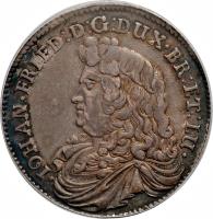 obverse of 2/3 Thaler - Johann Friedrich (1676 - 1678) coin with KM# 188 from German States.