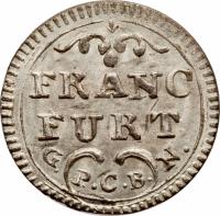 obverse of 1 Kreuzer (1784 - 1789) coin with KM# 267 from German States. Inscription: FRANC FURT