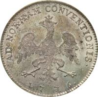 obverse of 20 Kreuzer (1776) coin with KM# 255 from German States. Inscription: AD NORMAM CONVENTIONIS 1776