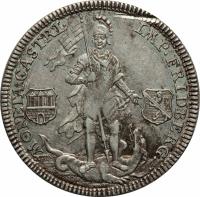 reverse of 1/2 Thaler - Franz Heinrich (1766) coin with KM# 71 from German States. Inscription: MONETA CASTRI. IMP.FRIEDBERG.