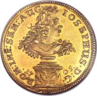 obverse of 2 Ducat - Joseph I - Trade Coinage (1705) coin with KM# 335 from German States.