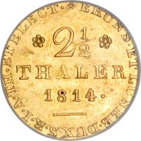 reverse of 2 1/2 Thaler - George III (1814) coin with KM# 109 from German States.