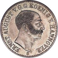 obverse of 1 Thaler - Ernst August - Wedding (1843) coin with KM# 207 from German States.