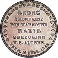 reverse of 1 Thaler - Ernst August - Wedding (1843) coin with KM# 207 from German States.