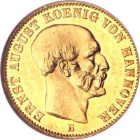 obverse of 2 1/2 Thaler - Ernst August (1850) coin with KM# 215 from German States.