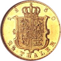 reverse of 2 1/2 Thaler - Ernst August (1850) coin with KM# 215 from German States.