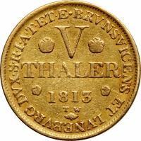 reverse of 5 Thaler - George III (1813 - 1815) coin with KM# 101 from German States.