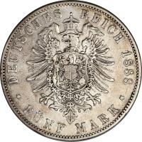 reverse of 5 Mark - Ludwig IV (1888) coin with KM# 360 from German States.