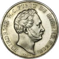 obverse of 2 Gulden - Friedrich Wilhelm Konstantin (1846 - 1847) coin with KM# 48 from German States. Inscription: FRIEDRICH W.C. FÜRST ZU HOHENZ. HECH. C.VOIGT