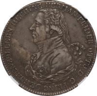 obverse of 1 Thaler - Hermann Friedrich Otto (1804) coin with KM# 35 from German States. Inscription: HERMAN FRIDER. OTTO D. G. PRINC. DE HOHENZOLLERN HECHING.