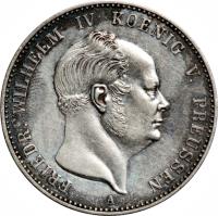 obverse of 1 Gulden - Friedrich Wilhelm IV (1852) coin with KM# 5 from German States. Inscription: FRIEDR. WILHELM IV KOENIG V. PREUSSEN A