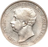 obverse of 2 Thaler / 3 1/2 Gulden - Karl (1841 - 1843) coin with KM# 20 from German States. Inscription: CARL FÜRST ZU HOHENZOLLERN SIGMARINGEN. DOELL F ·