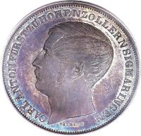 obverse of 2 Gulden - Karl Anton (1849) coin with KM# 26 from German States. Inscription: CARL ANTON FÜRST ZU HOHENZOLLERN SIGMARINGEN BALBACH