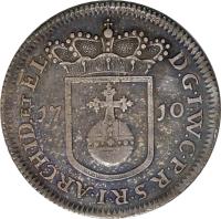 obverse of 1/12 Thaler - Johann Wilhelm (1710 - 1714) coin with KM# 136 from German States. Inscription: D.G.I.W.C.P.R.S.R.I.ARCHID.ET.E.L. 17 10