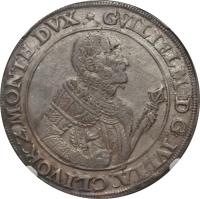 obverse of 1 Thaler - Wilhelm V (1570 - 1587) coin with MB# 32 from German States. Inscription: *GVILIELM.D.G.IVLIA.CLIVOR.Z.MONTE.DVX.