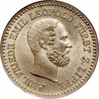 obverse of 1 Silber Groschen - Paul Friedrich Emil Leopold III (1860) coin with KM# 265 from German States. Inscription: PAUL FRIEDR.EMIL LEOPOLD FÜRST Z.LIPPE