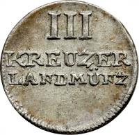 reverse of 3 Kreuzer (1805) coin with KM# 32 from German States.