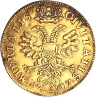 obverse of 2 Ducat - August Friedrich - Trade Coinage (1656 - 1716) coin with KM# 89 from German States.