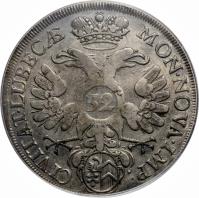 obverse of 32 Schilling - Karl VI (1731 - 1738) coin with KM# 154 from German States. Inscription: CIVITAT · LUBEC · MON · NOVA · IMP.