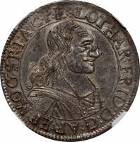 obverse of 60 Kreuzer - Lothar Friedrich von Metternich Burscheid (1673 - 1675) coin with KM# 123 from German States. Inscription: LOTHAR:FRID:D:G:AR:FP:MOG:S:R:I:A:C:P:E