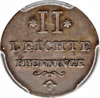 reverse of 2 Leichte Pfenninge - Josef II (1767) coin with KM# 70 from German States.