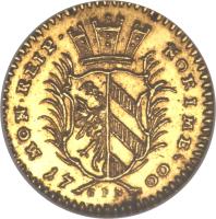 obverse of 1/4 Ducat (1700) coin with KM# 250 from German States. Inscription: MON REIP NORIM 1700