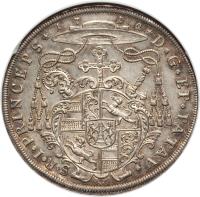 reverse of 1 Thaler - Johann Philipp (1712) coin with KM# 60 from German States.