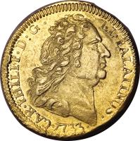 obverse of 1/2 Carolin - Karl Philipp - Trade Coinage (1733 - 1736) coin with KM# 251 from German States.