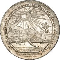 reverse of 1/2 Thaler - Karl Theodor - Homage of Heidelberg (1746) coin with KM# 341 from German States.