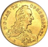 obverse of 1 Ducat - Karl Theodor - Trade Coinage (1750) coin with KM# 357 from German States.