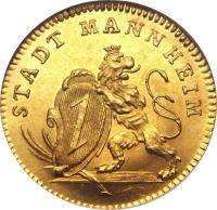 obverse of 1 Ducat - Karl Theodor - Golden Jubilee - Trade Coinage (1792) coin with KM# 489 from German States.