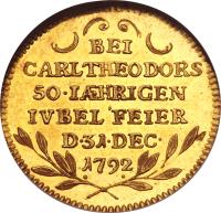 reverse of 1 Ducat - Karl Theodor - Golden Jubilee - Trade Coinage (1792) coin with KM# 489 from German States.