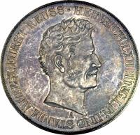 obverse of 2 Thaler / 3 1/2 Gulden - Heinrich LXII (1840 - 1854) coin with KM# 55 from German States. Inscription: HEINRICH LXII IUNG.LIN. UND STAMM.ALTEST.FURST REUSS A