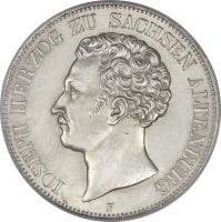 obverse of 2 Thaler / 3 1/2 Gulden - Joseph (1841 - 1847) coin with KM# 20 from German States. Inscription: IOSEPH HERZOG ZU SACHSEN ALTENBURG F