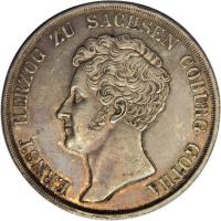 obverse of 1 Conventionsthaler - Ernst I (1835) coin with KM# 69 from German States. Inscription: ERNST HERZOG ZU SACHSEN COBURG-GOTHA