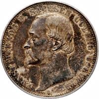 obverse of 1 Vereinsthaler - Ernst II - Silver Jubilee (1869) coin with KM# 152 from German States. Inscription: ERNST HERZOG V. SACHSEN COBURG U. GOTHA B